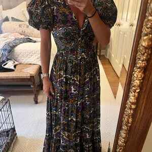 Cleobella Purple and Black Patterned Maxi Dress